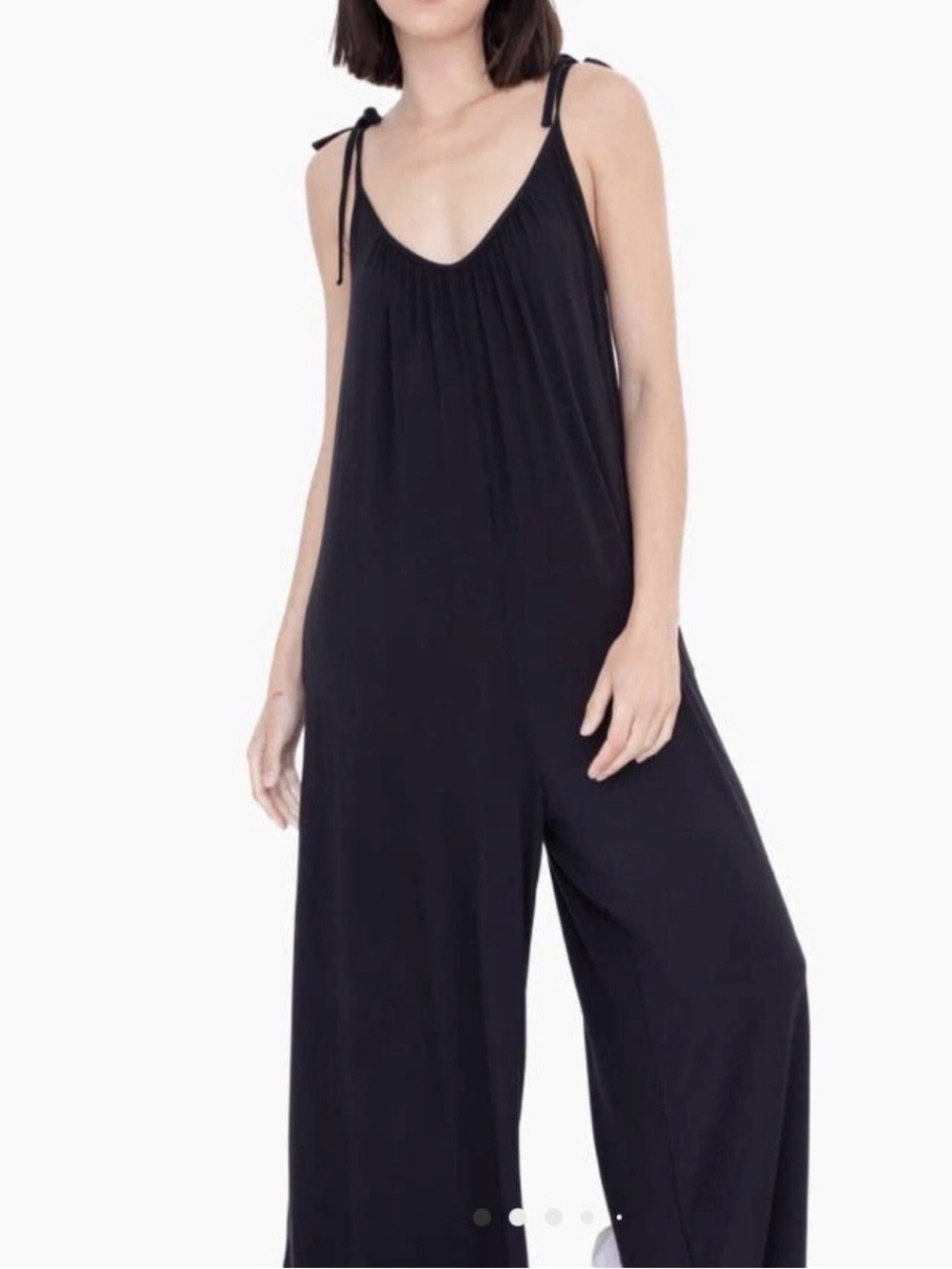 NWT Mono B Black Adjustable Tie Shoulder Maxi Style Jumpsuit, Large - Picture 2 of 13
